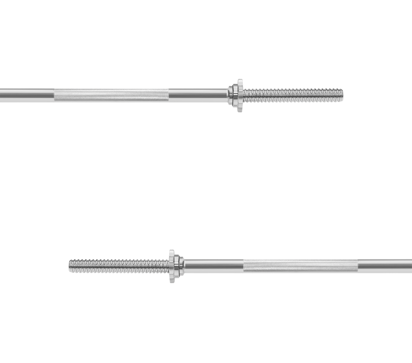 Nærbillede af det komfortable 25 mm greb og den robuste konstruktion på Rebel vægtstangen 150 cm.