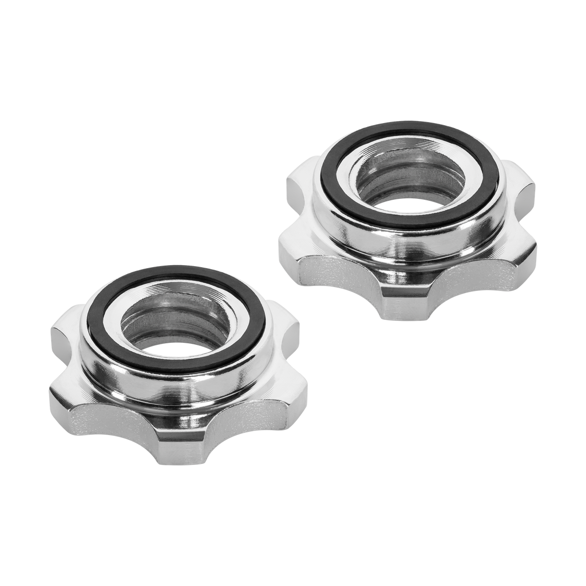 Sikkerhed under træning: Vægtskiver fastgjort med gevindklemmer på Rebel vægtstang 150 cm.