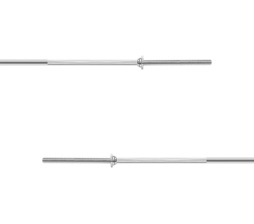 Nærbillede af det riflede 25 mm greb på Rebel vægtstangen, der giver et solidt og sikkert greb.