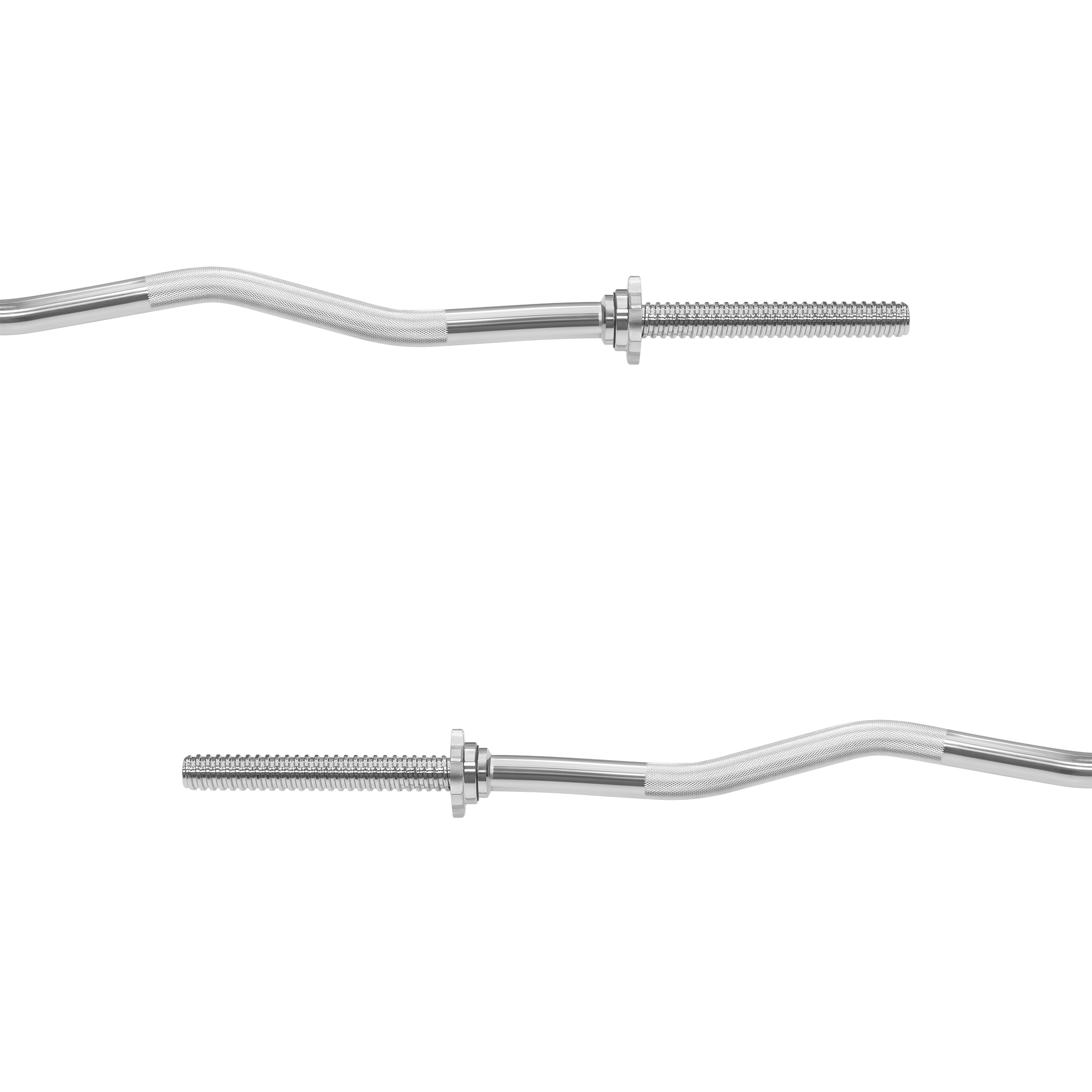 Nærbillede af riflet greb på Rebel 120 cm let bøjet curlstang.