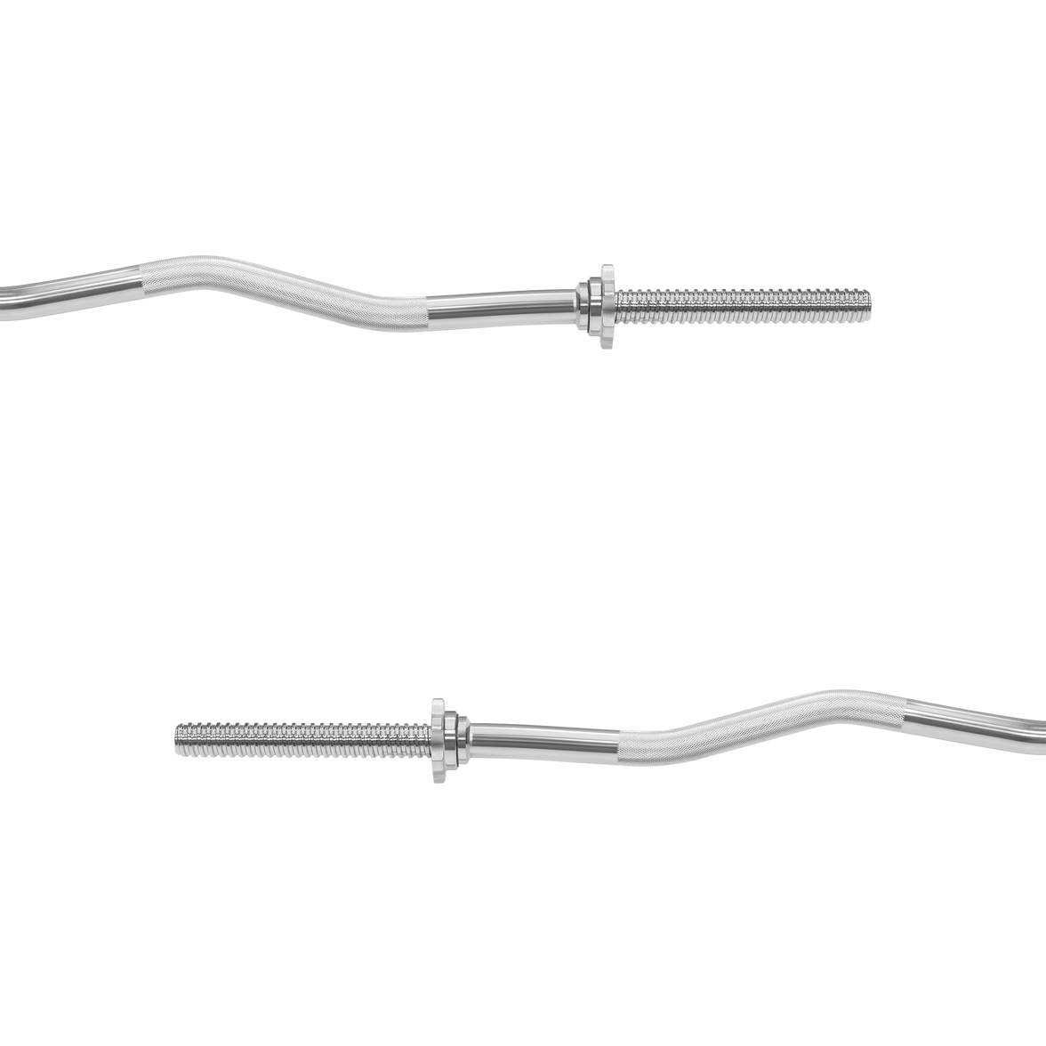 Nærbillede af riflet greb på Rebel 120 cm let bøjet curlstang.