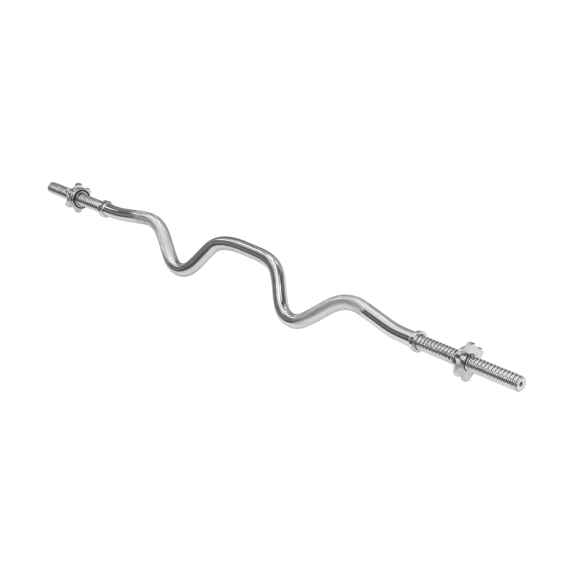 Rebel curlstang 120 cm, 5,3 kg – stærkt bøjet med gevind til vægtskiver.