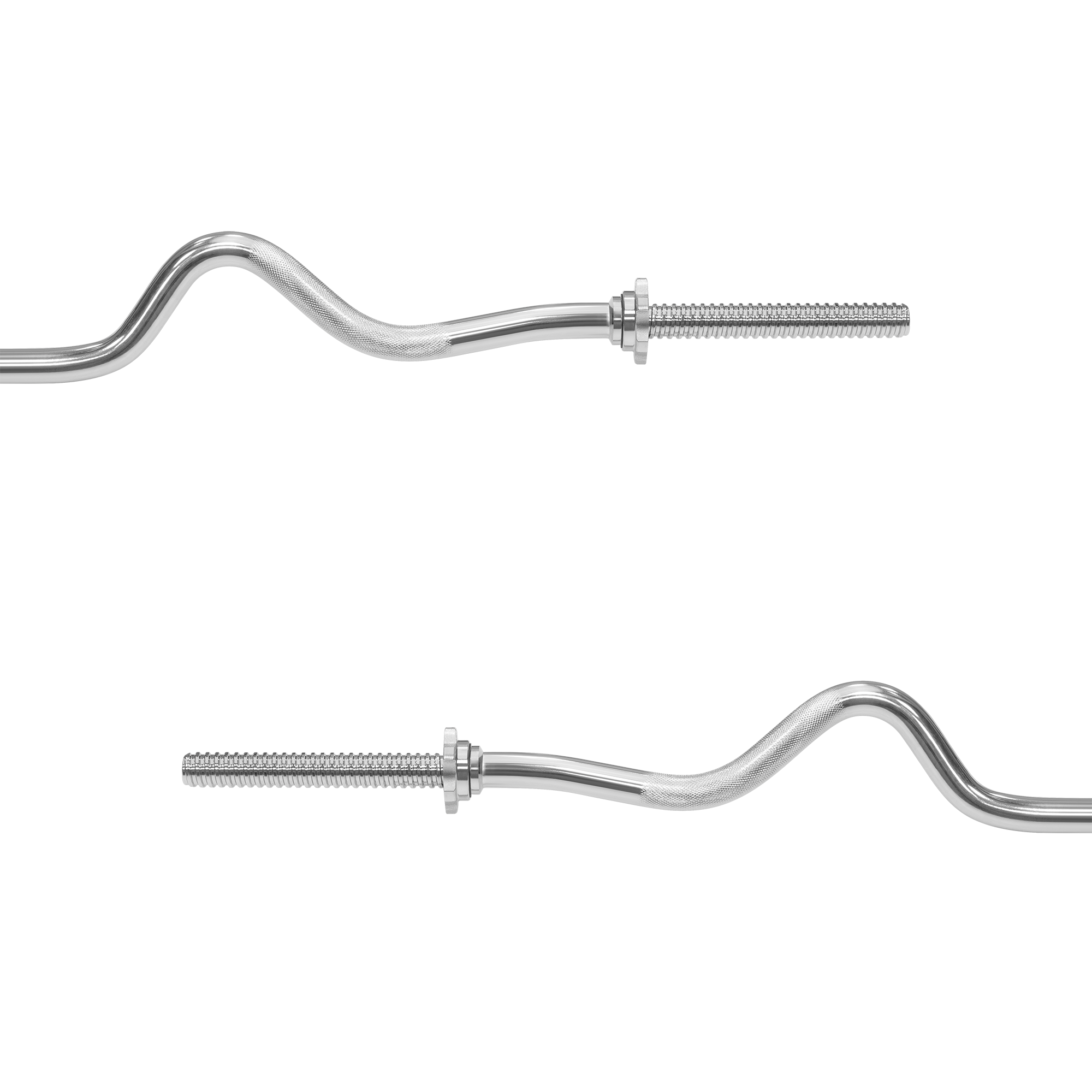 Nærbillede af riflet greb på Rebel 120 cm stærkt bøjet curlstang.