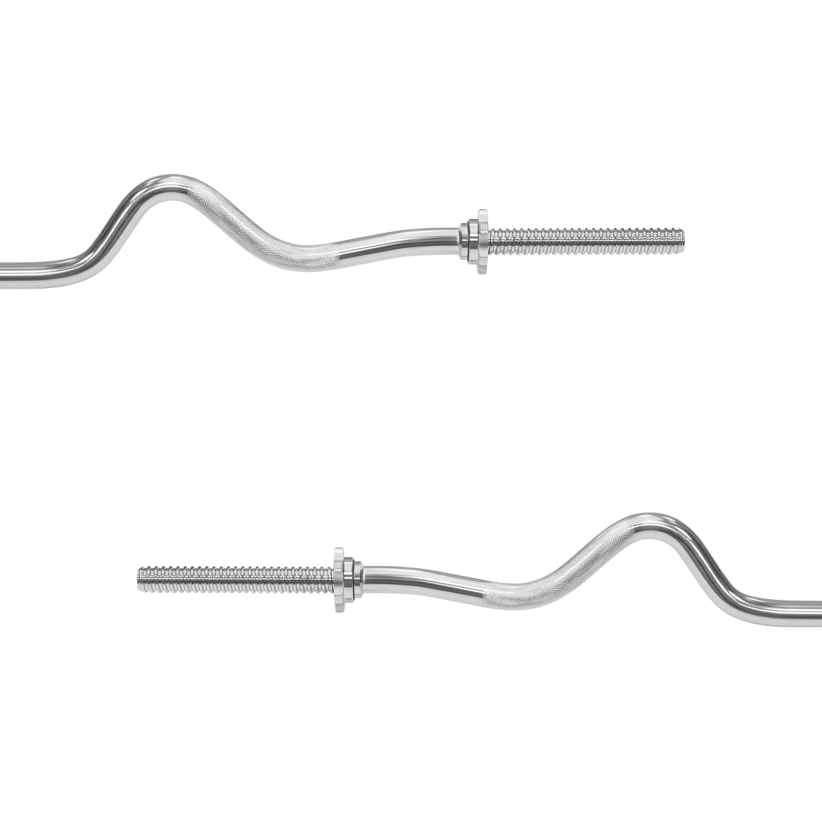 Nærbillede af riflet greb på Rebel 120 cm stærkt bøjet curlstang.