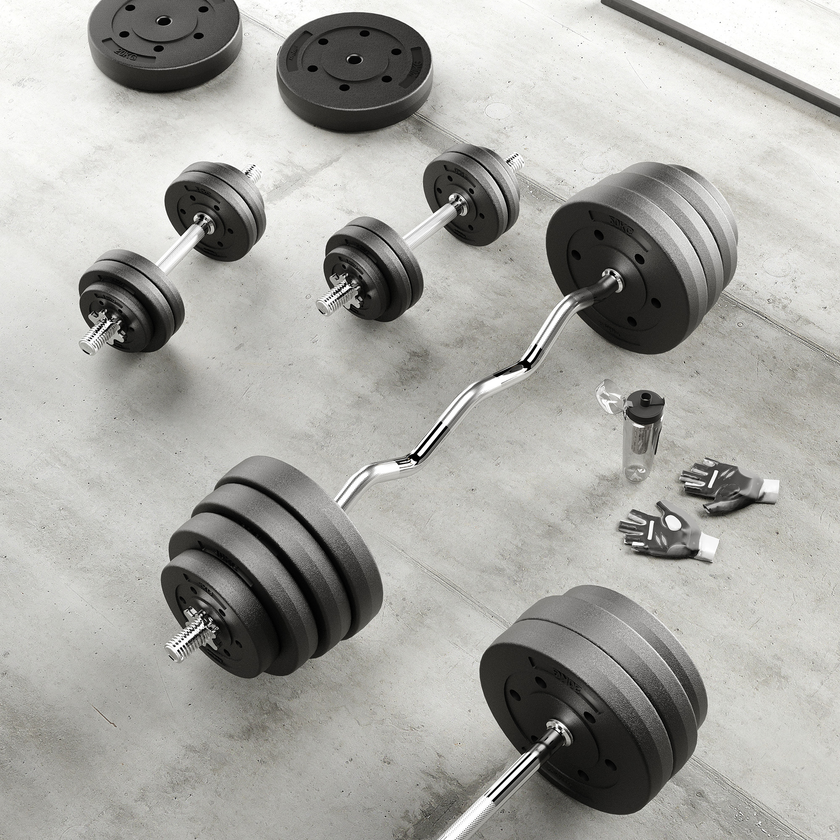 Rebel curlstang 5,3 kg – stærkt bøjet og med gevind til vægtløftning.