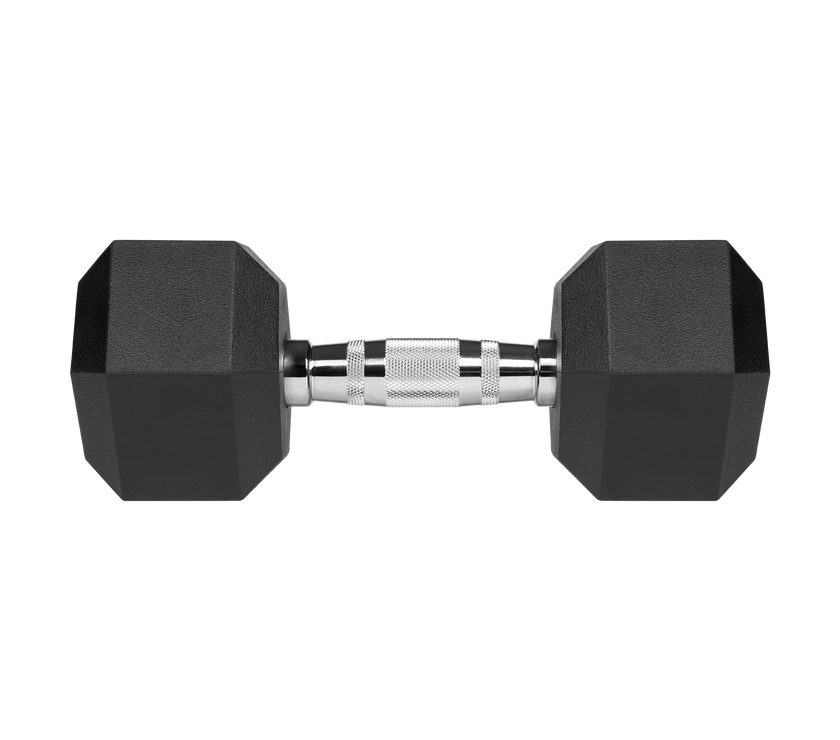 Enkeltstående hexagon dumbell 10 kg – ideel vægt til mellemtrinnet og fuld kropsøvelser.