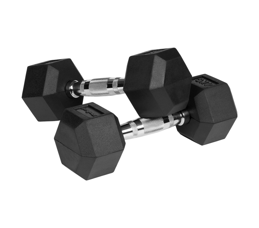 Hexagon Håndvægte 2x4 kg: Gummi Håndvægtssæt til Homegym gym4all