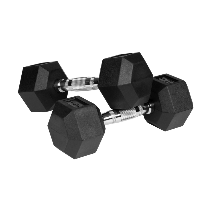 Hexagon Håndvægte 2x5 kg: Gummi Håndvægtssæt til Homegym gym4all