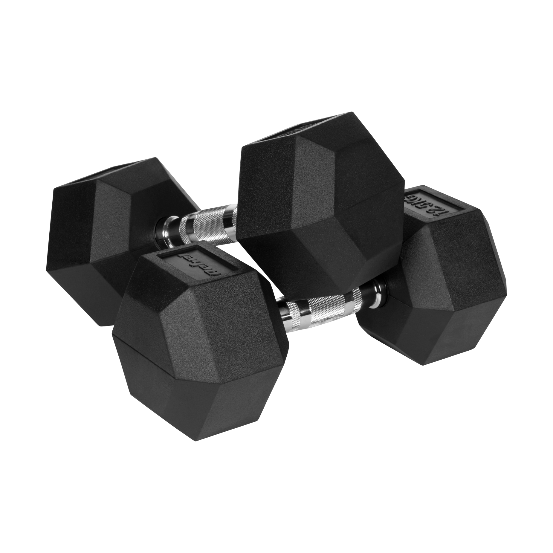 Sæt af 2 gummibelagte hexagon håndvægte 12,5 kg til intensiv styrketræning.