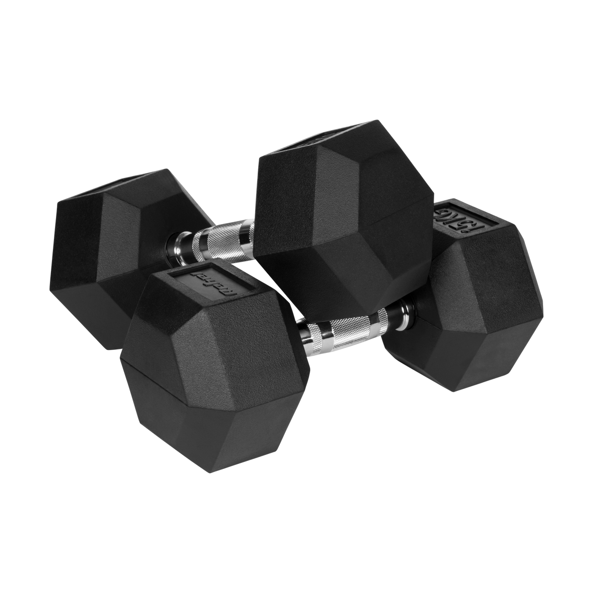 Sæt af 2 gummibelagte hexagon håndvægte 15 kg til intensiv styrketræning og muskelopbyg