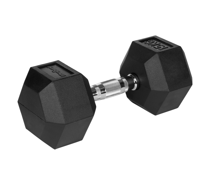 Hexagon dambells 15 kg: Professionel støbejernsvægt med solidt 3,4 cm greb.