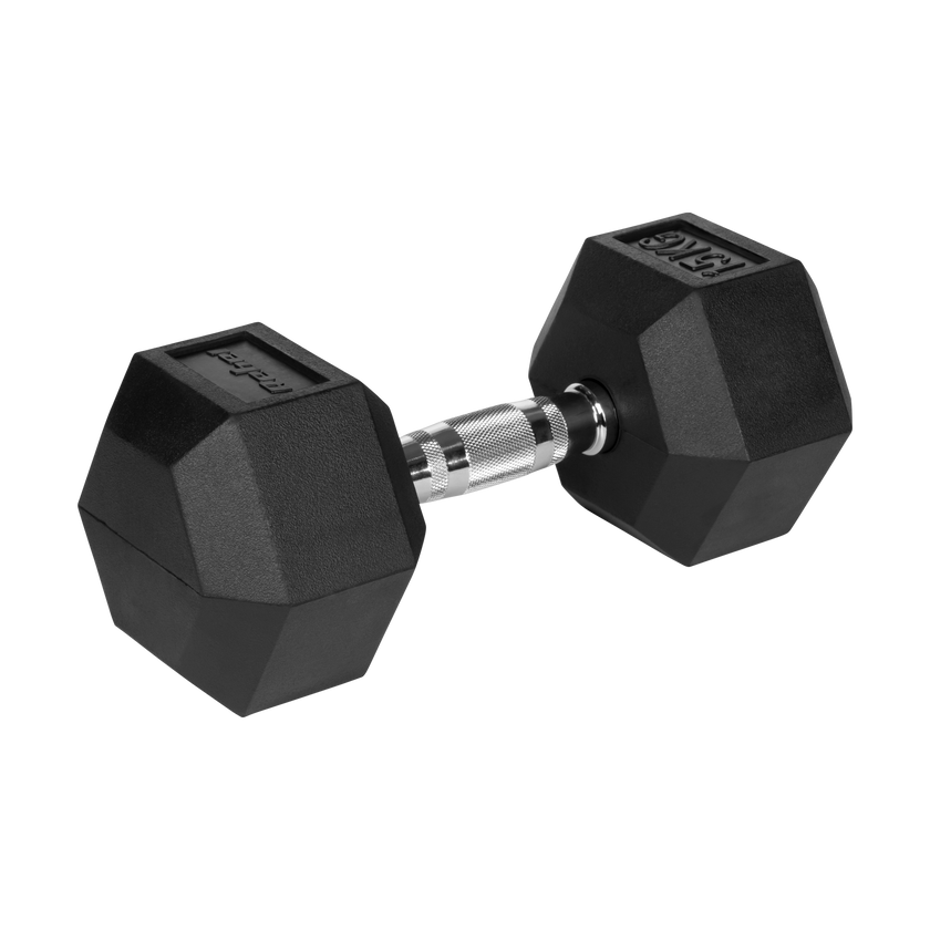 Hexagon dambells 15 kg: Professionel støbejernsvægt med solidt 3,4 cm greb.