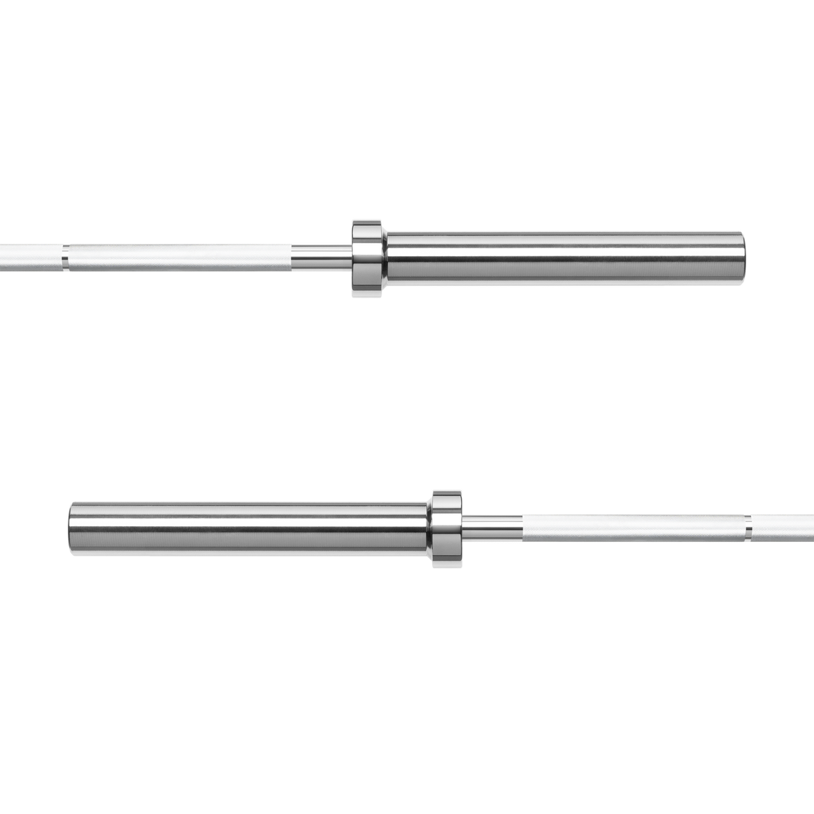 Nærbillede af riflet greb på Rebel 180 cm lige vægtstang.