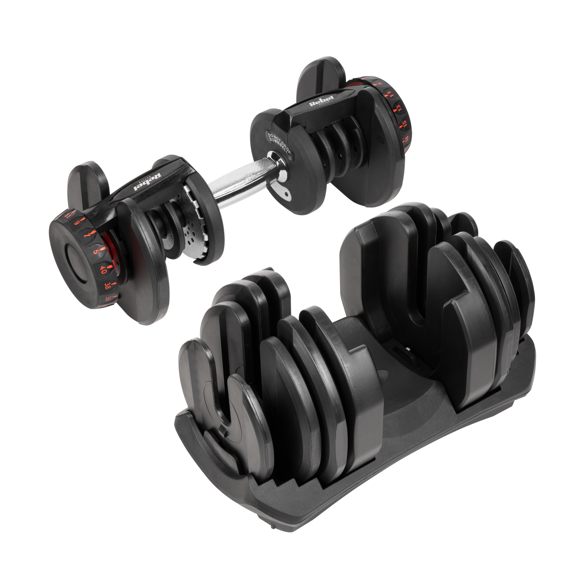 Rebel Active Pro Justerbar Håndvægt 1x40 kg – Hjemmegym Komplet gym4all