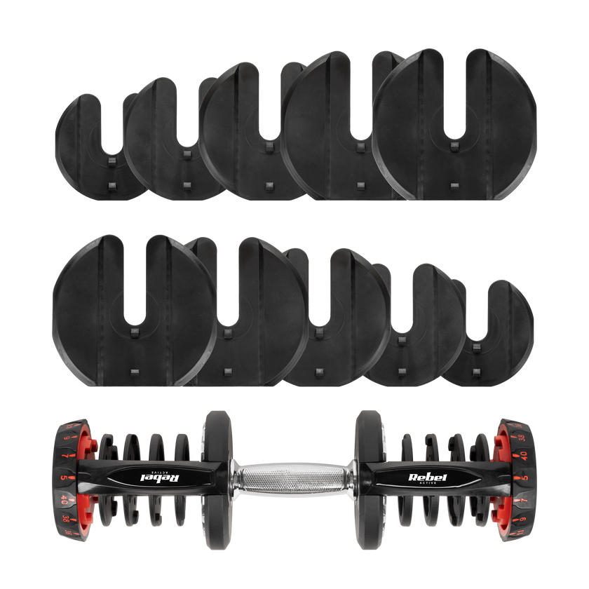 Rebel Active Pro Justerbar Håndvægt 1x40 kg – Hjemmegym Komplet gym4all