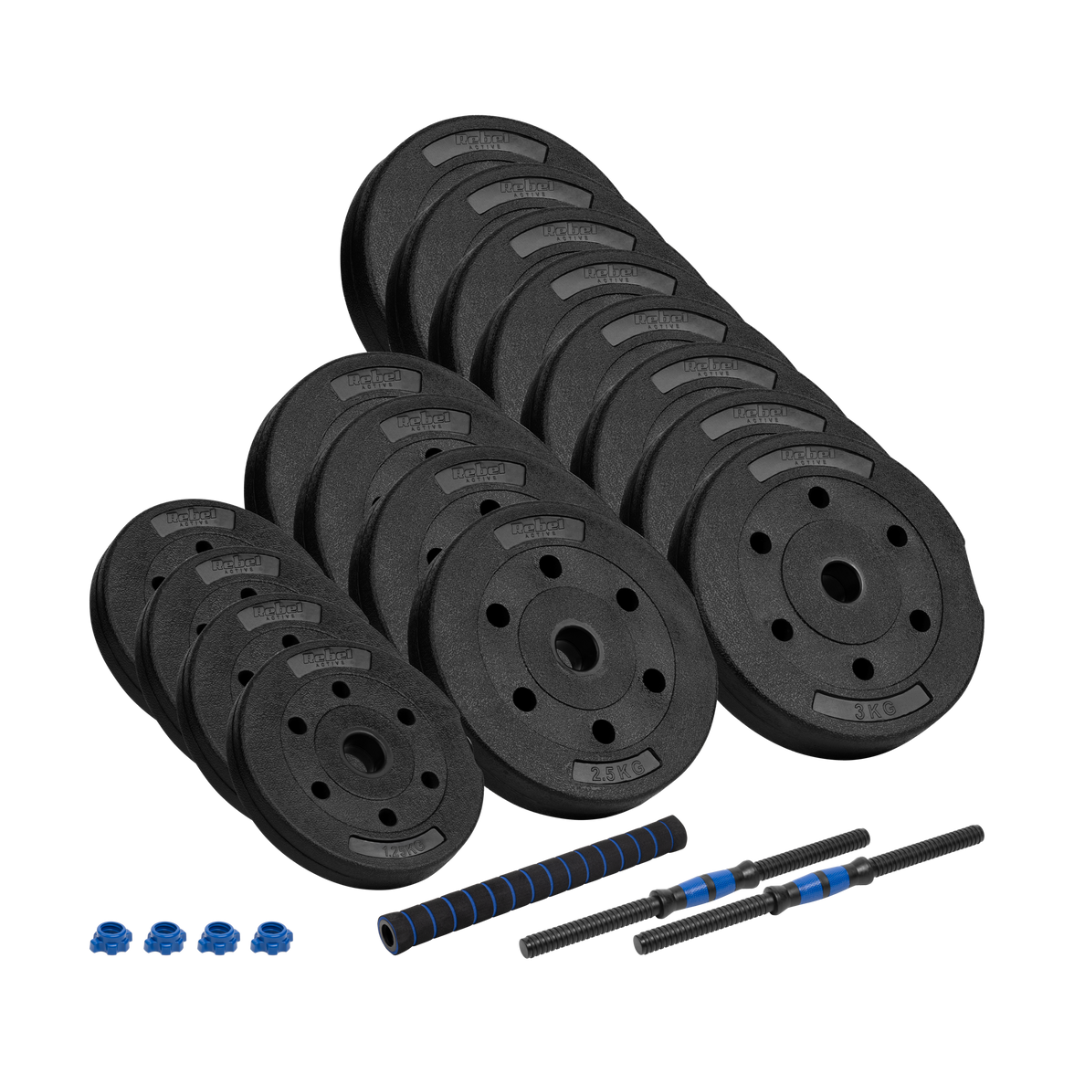 Rebel Justerbare Bituminøse Håndvægte 2x20kg - Forbindelse Premium gym4all