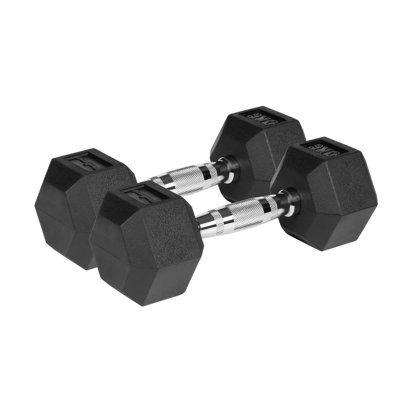 Hexagon Håndvægte 2x5 kg: Gummi Håndvægtssæt til Homegym gym4all