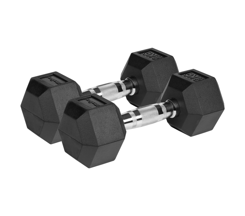 Hexagon Håndvægte 2x8 kg: Gummi Håndvægtssæt til Homegym gym4all