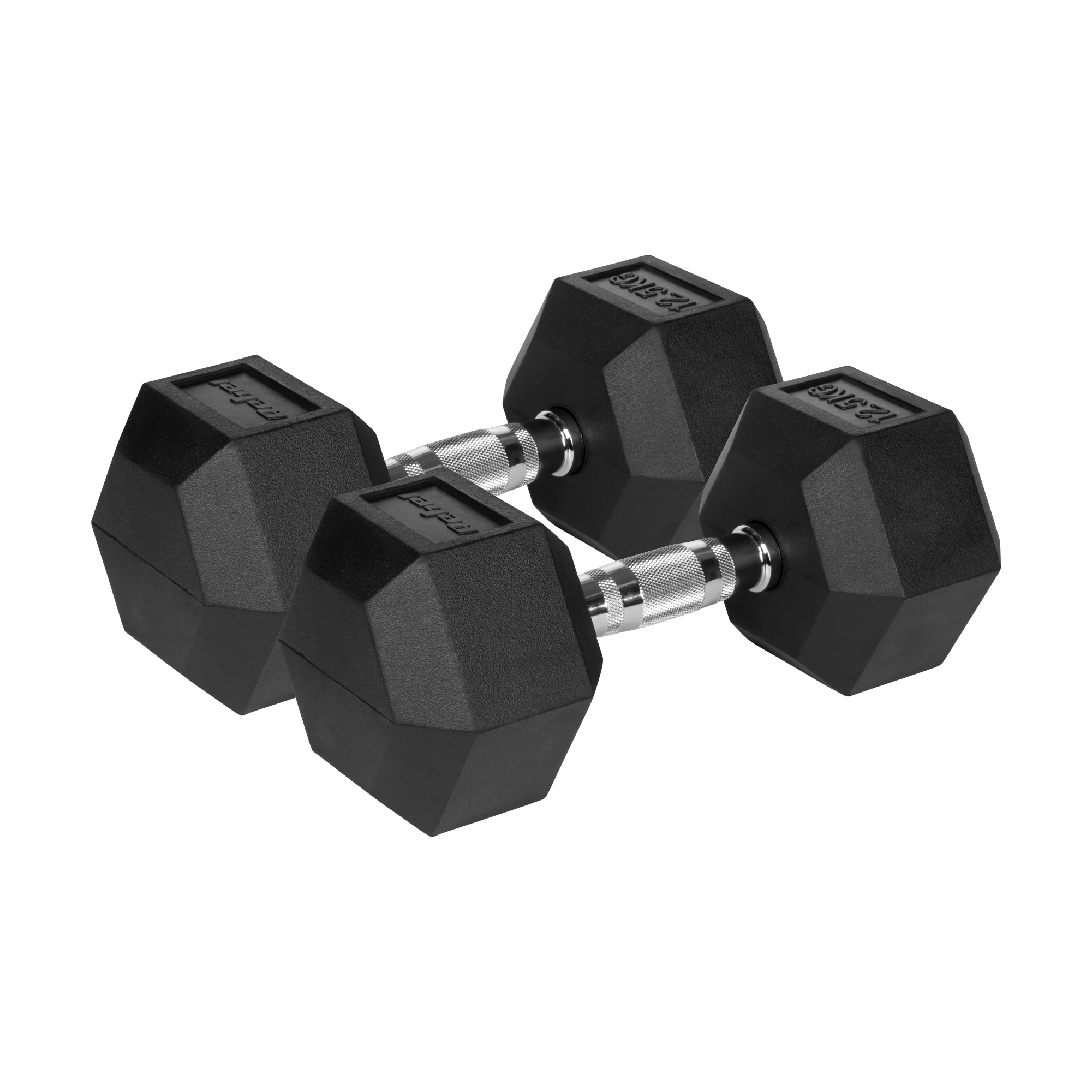 To sorte 12,5 kg fitness håndvægte med ergonomisk stålhåndtag (3,4 cm).