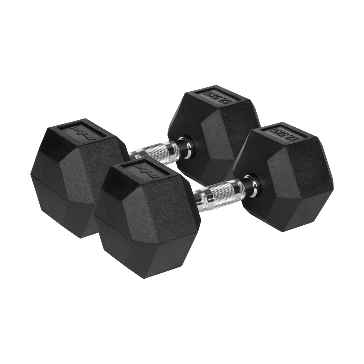 To sorte 12,5 kg fitness håndvægte med ergonomisk stålhåndtag (3,4 cm).