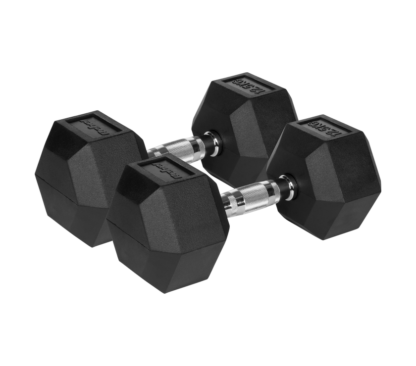 To sorte 12,5 kg fitness håndvægte med ergonomisk stålhåndtag (3,4 cm).
