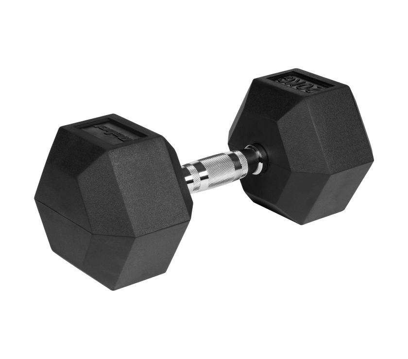 Gummibelagt støbejernshåndvægt HEX 20 kg gym4all