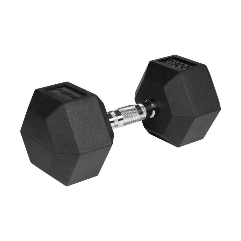 Gummibelagt støbejernshåndvægt HEX 20 kg gym4all