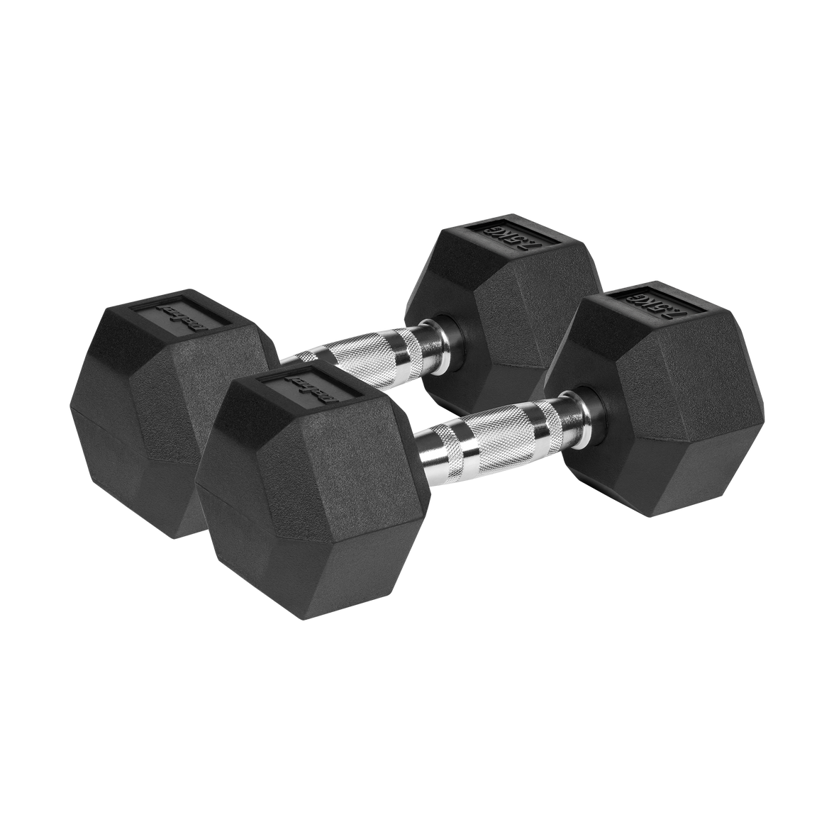 To sorte 7,5 kg håndvægte – stabile gummi vægte til homegym og dynamiske øvelser.