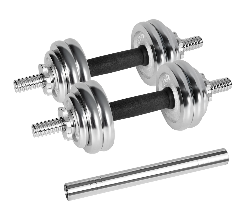 Forkromede, justerbare støbejernshåndvægte i bæretaske, 15 kg sæt Rebel gym4all