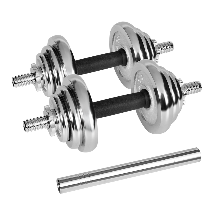 Forkromede, justerbare støbejernshåndvægte i bæretaske, 20 kg sæt Rebel gym4all