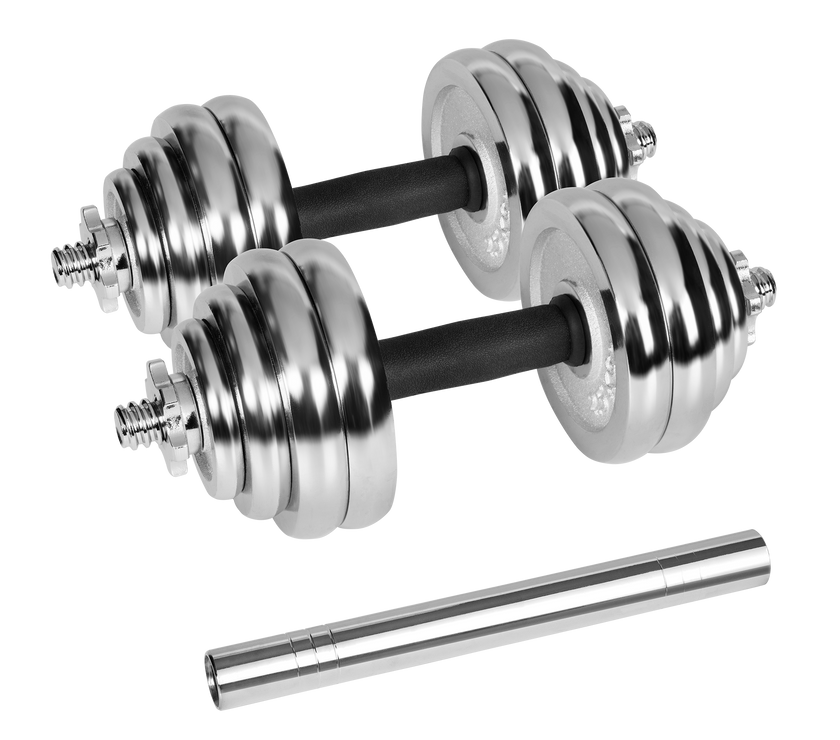 Forkromede, justerbare støbejernshåndvægte i kuffert, 30 kg sæt Rebel gym4all