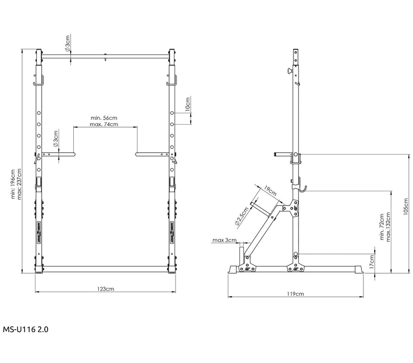 Semi-Pro Pull-up stativ med squat rack og dip-station gym4all