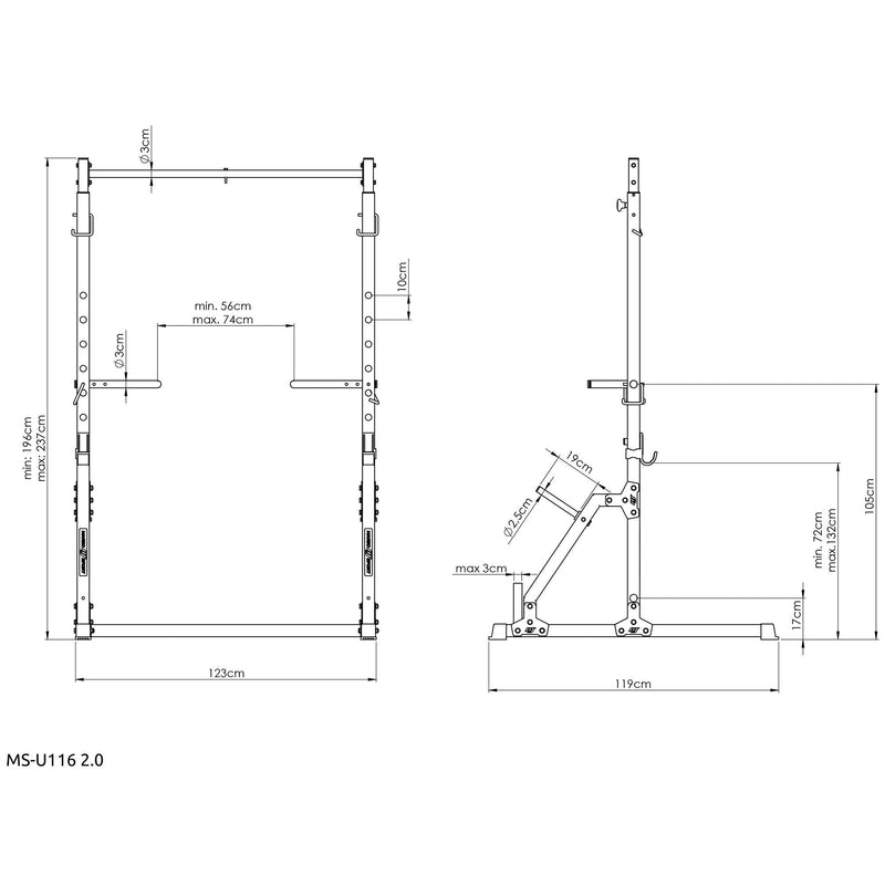 Semi-Pro Pull-up stativ med squat rack og dip-station gym4all