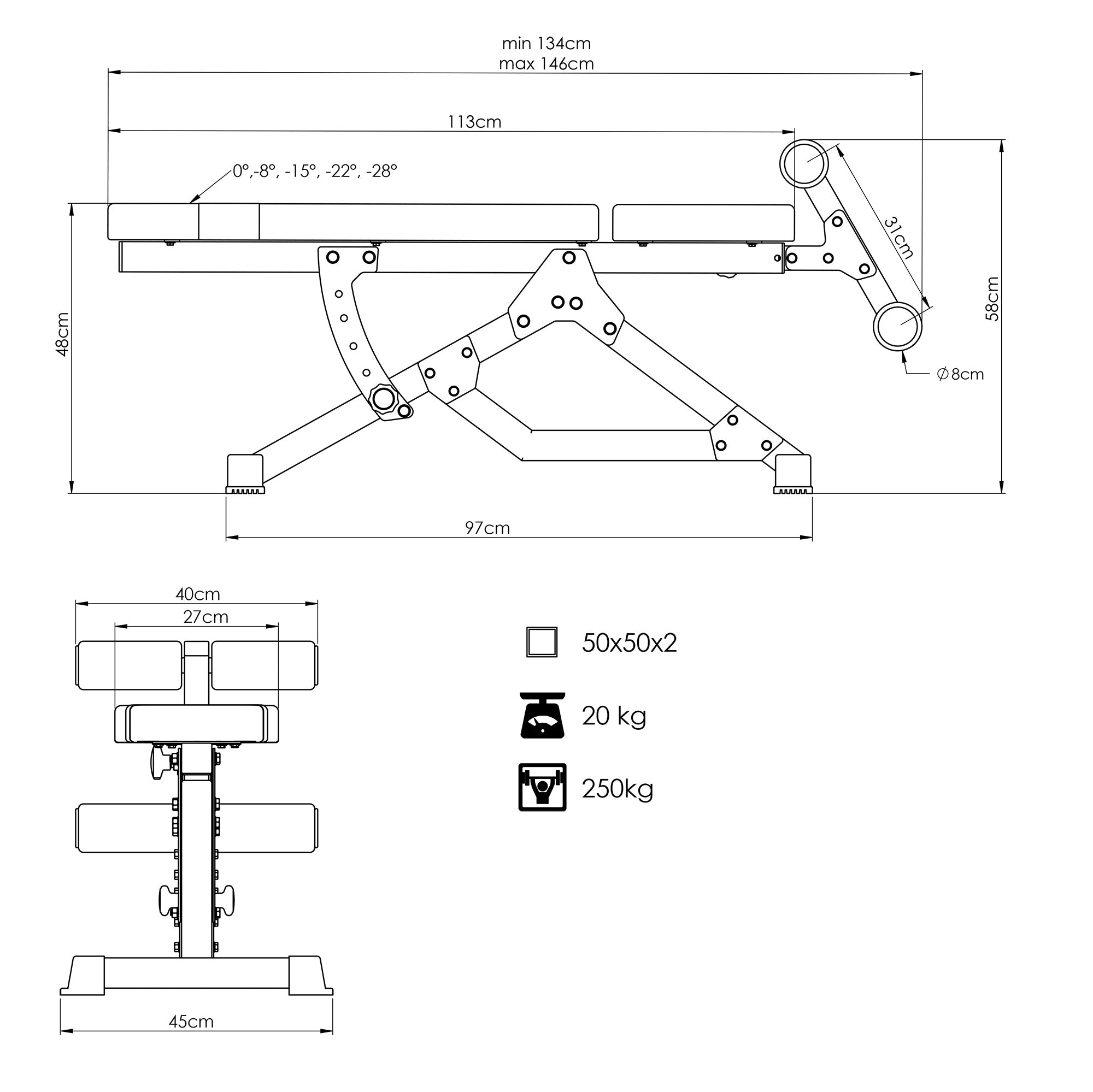 Semi Pro Mave Træningsbænk gym4all