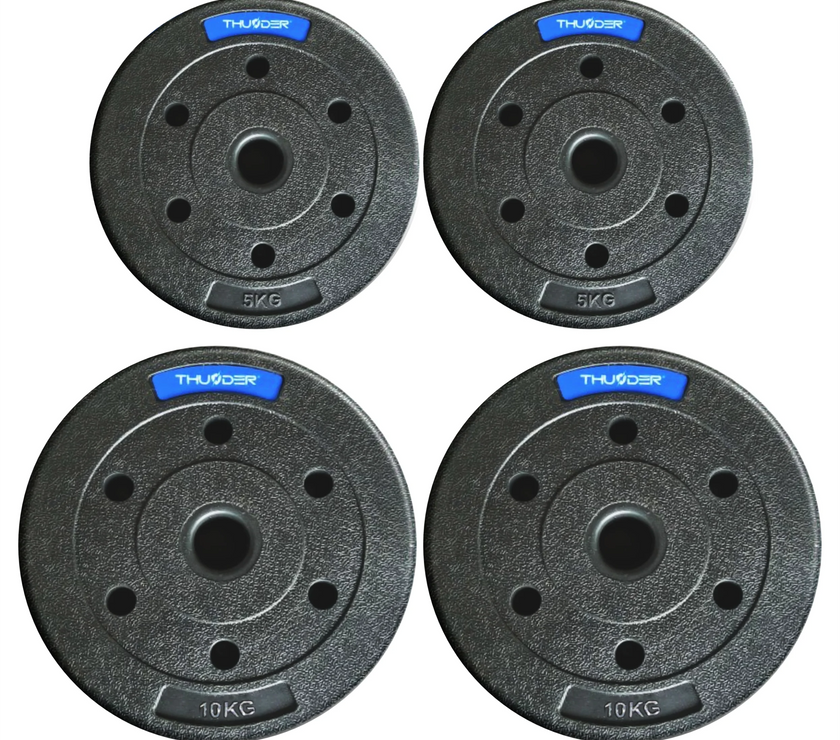 TH 30kg Bitumenvægte 2x10kg+2x5kg 31mm - Støjfri Hjemmegym Sæt gym4all
