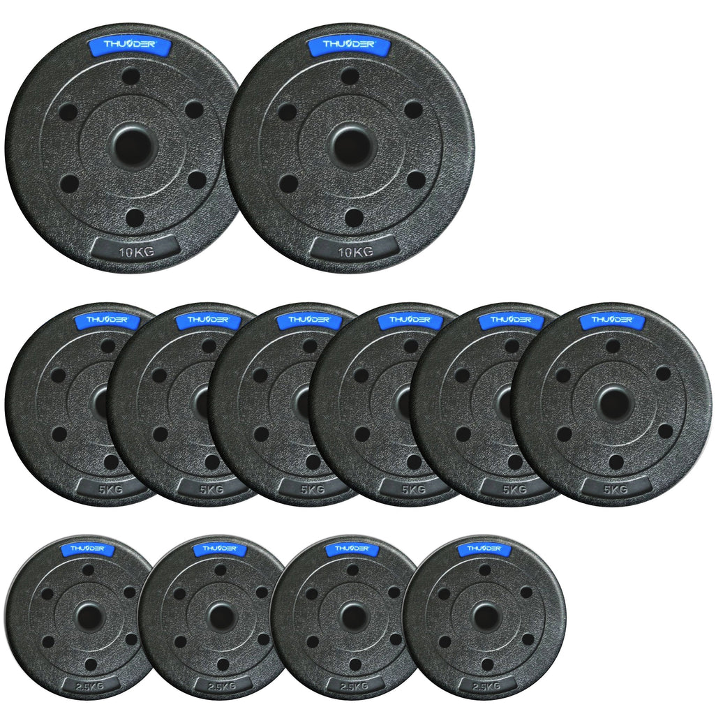 TH 60kg Bitumenvægte Sæt - 2x10kg+6x5kg+4x2,5kg 31mm Hjemmegym gym4all