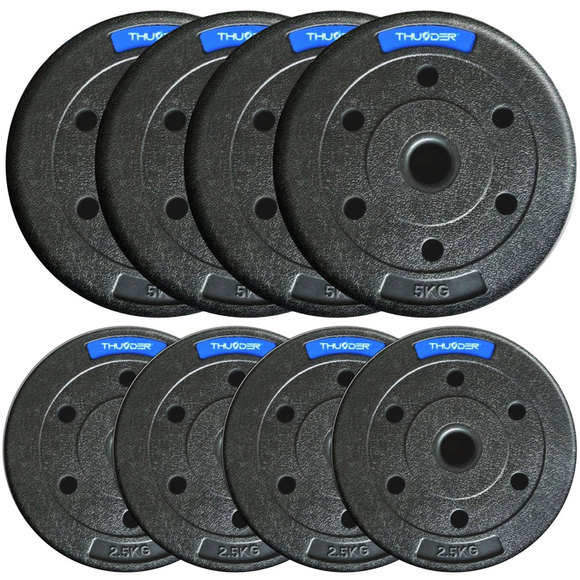 TH 30kg Bitumenvægte 4x2,5kg+4x5kg 31mm - Støjfri Hjemmegym Sæt gym4all