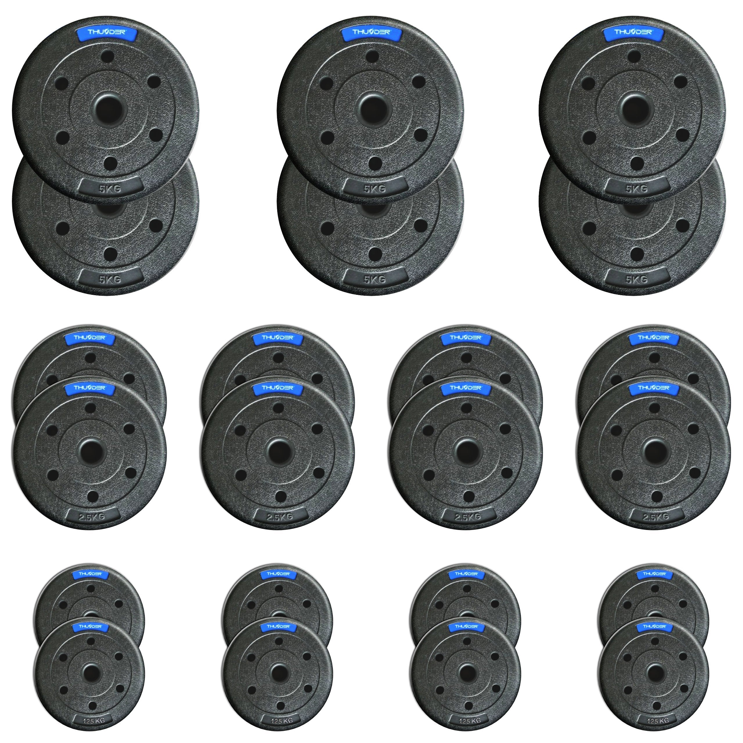 TH 60kg Bitumenvægte Sæt - 6x5kg+8x2,5kg+8x1,25kg 31mm Hjemmegym gym4all
