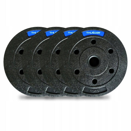 60kg Sæt med TH bitumenvægte 4x15 kg 31mm gym4all