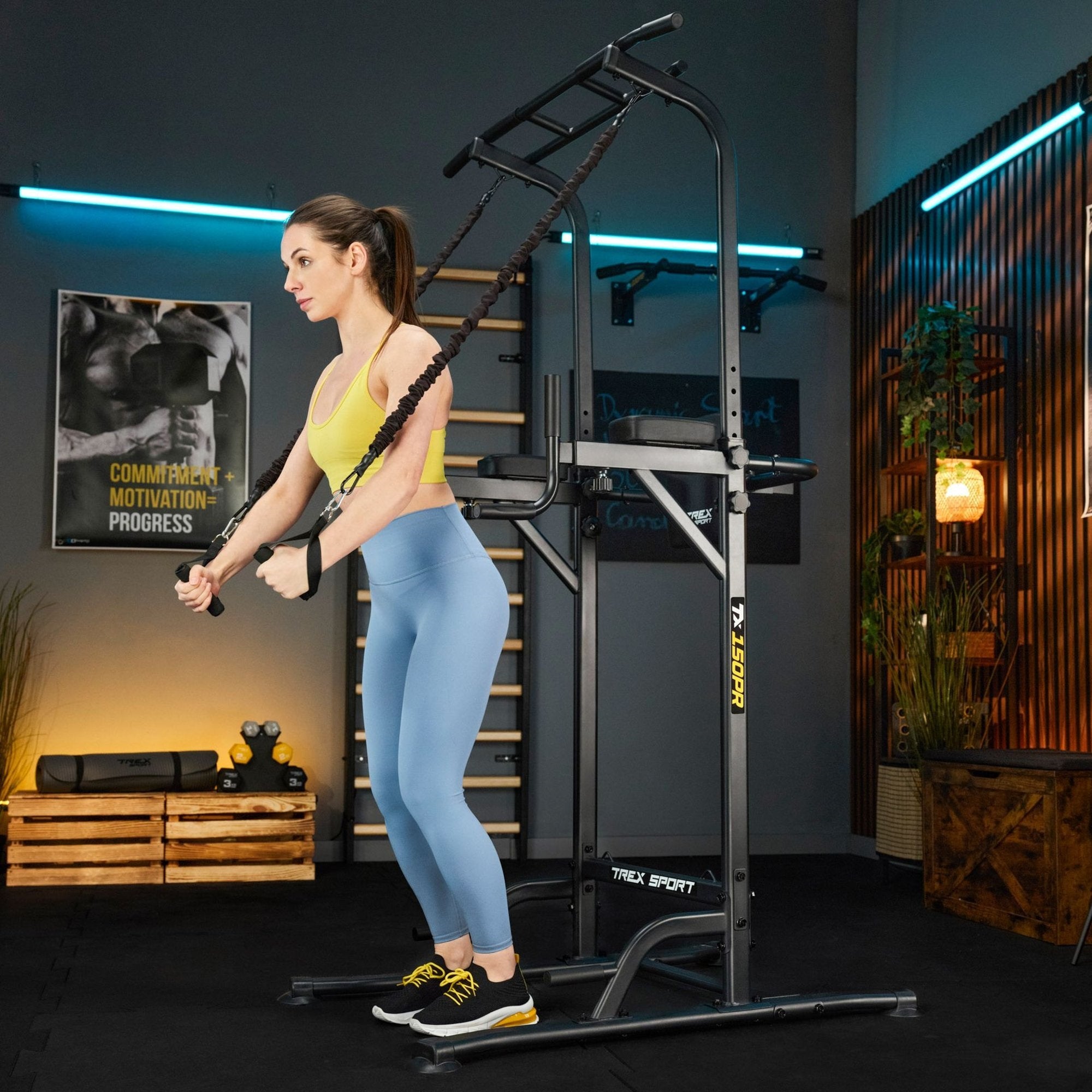 Trex Sport TX-150PR Dip Bar – 4-i-1 Pull-up & Dip Station