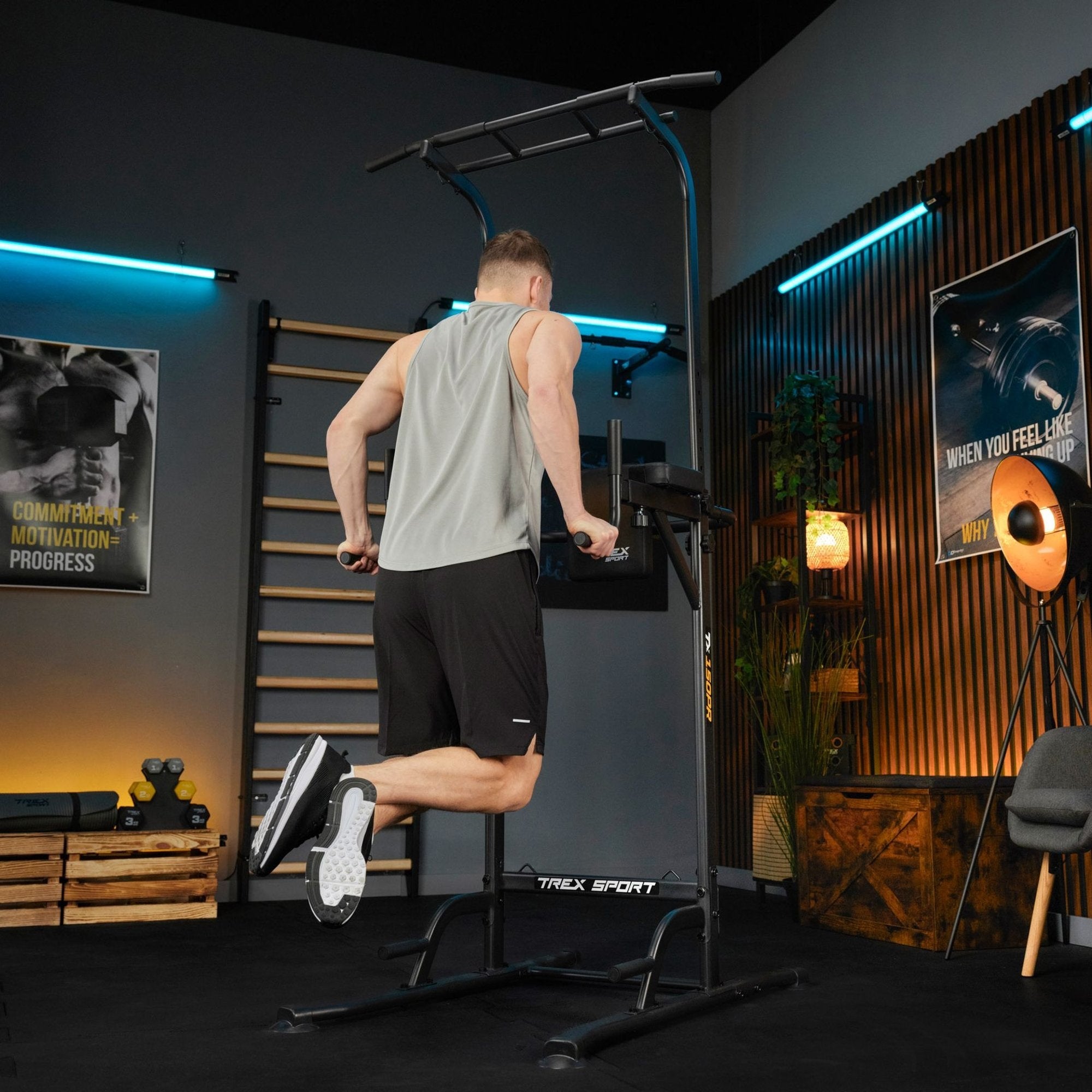 Trex Sport TX-150PR Dip Bar – 4-i-1 Pull-up & Dip Station