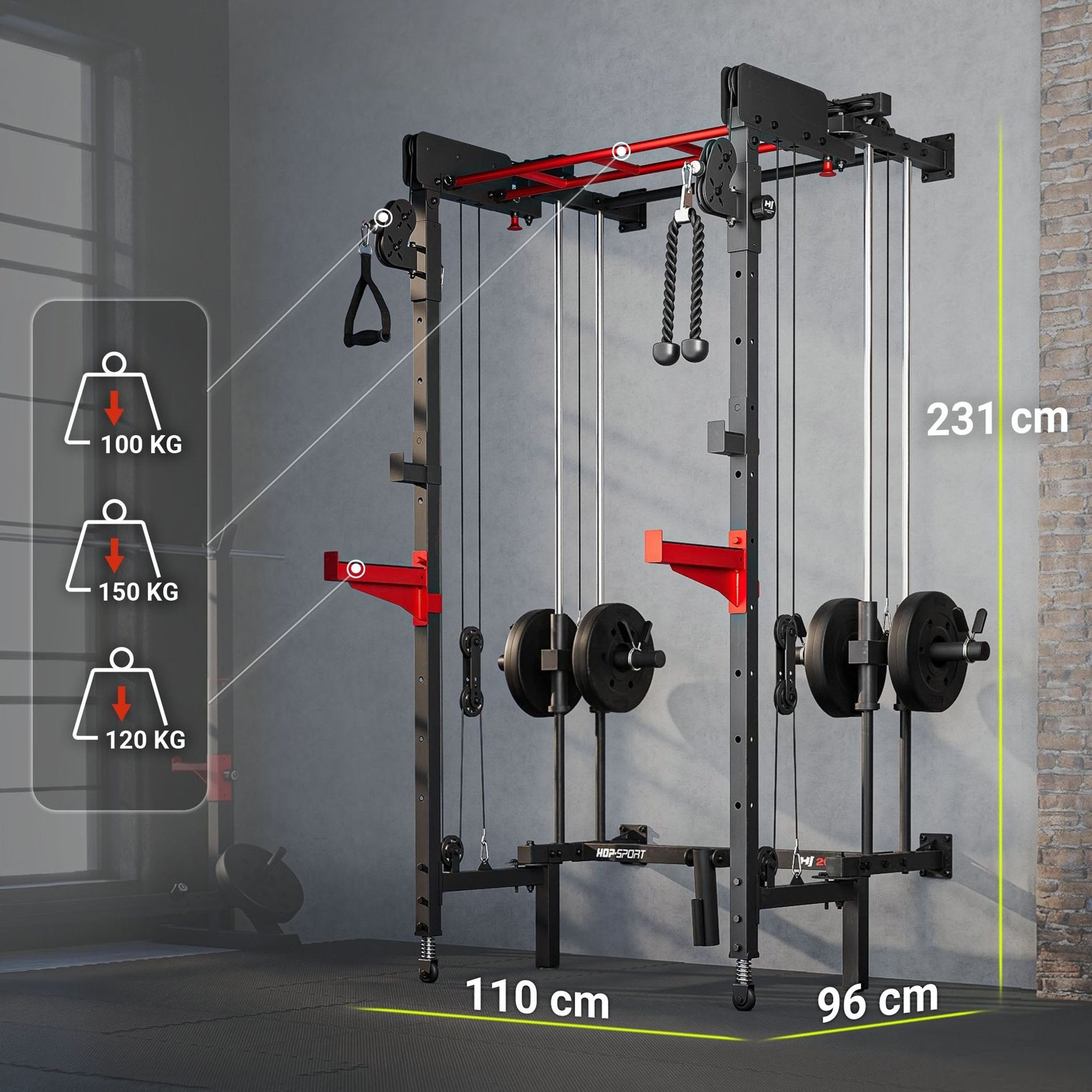 Wall Squat Rack HS-2070K – Vægmonteret Power Rack med Cable Tower