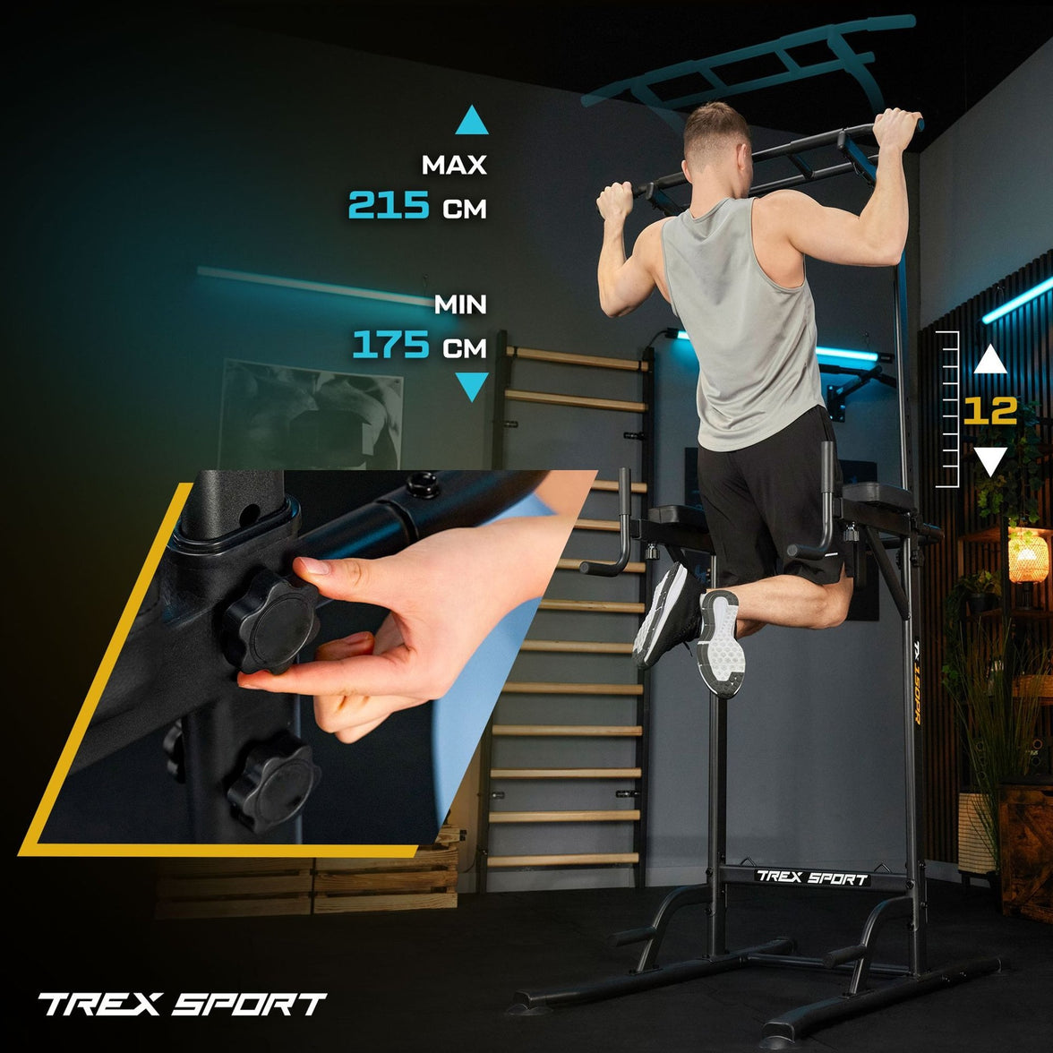 Trex Sport TX-150PR Dip Bar – 4-i-1 Pull-up & Dip Station