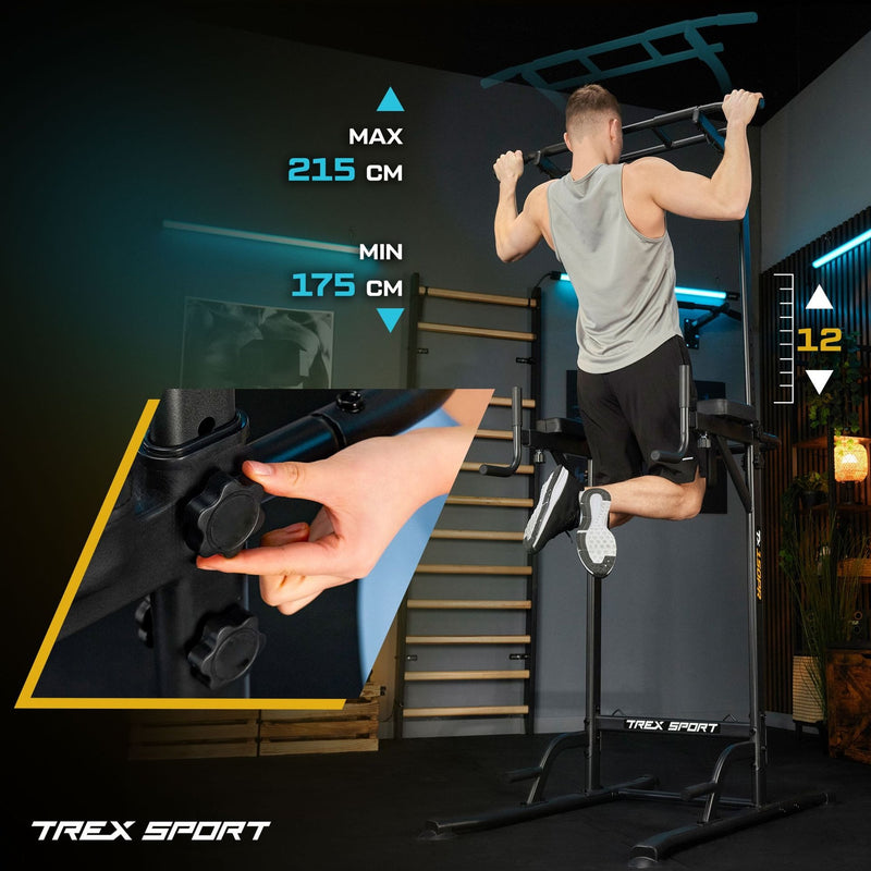 Trex Sport TX-150PR Dip Bar – 4-i-1 Pull-up & Dip Station