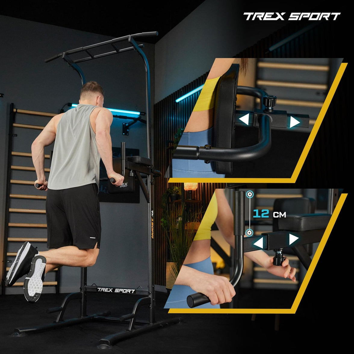 Trex Sport TX-150PR Dip Bar – 4-i-1 Pull-up & Dip Station