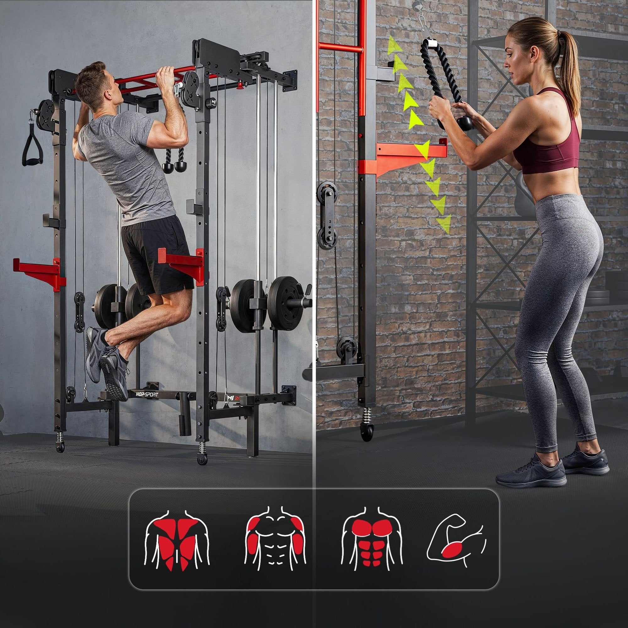 Wall Squat Rack HS-2070K – Vægmonteret Power Rack med Cable Tower