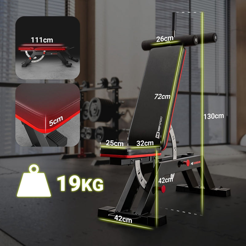 Træningsbænk HS-2085HB – Justerbar Bænk 300 kg til Hjemmegym