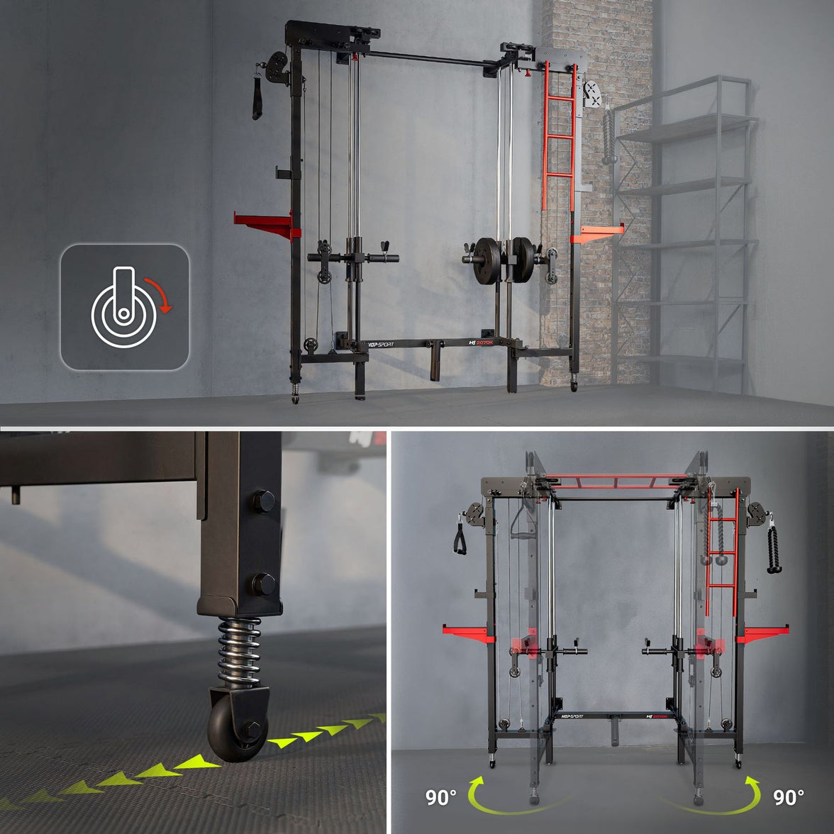 Wall Squat Rack HS-2070K – Vægmonteret Power Rack med Cable Tower