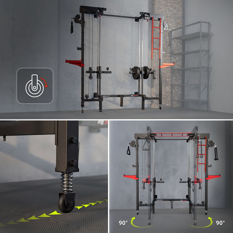 Wall Squat Rack HS-2070K – Vægmonteret Power Rack med Cable Tower