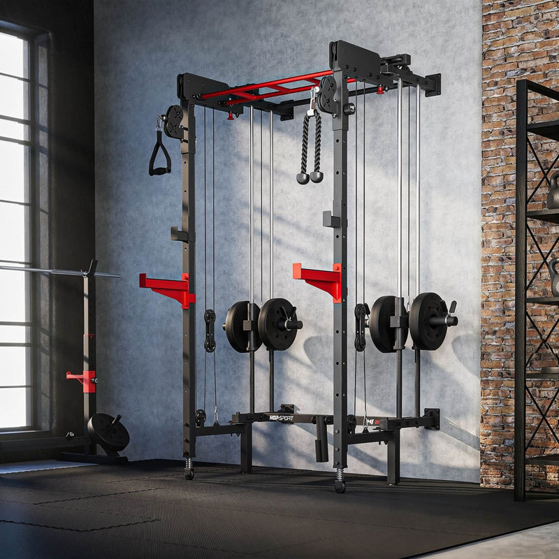 Wall Squat Rack HS-2070K – Vægmonteret Power Rack med Cable Tower
